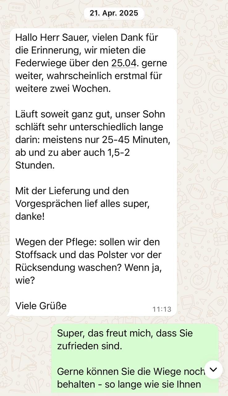 Baby schläft in der Federwiege